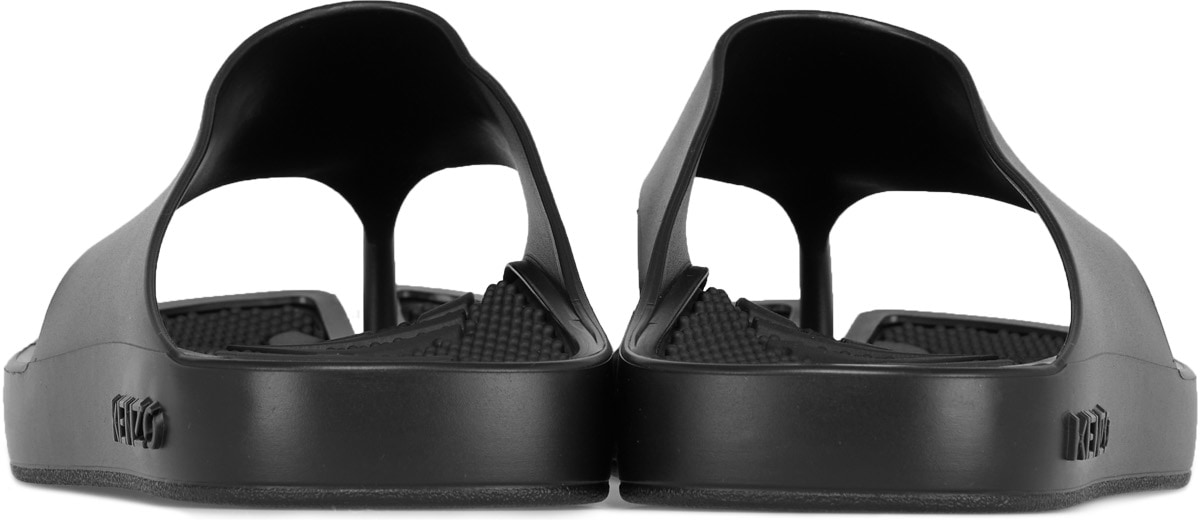 Kenzo: Black K-Beach Flip-Flops - 5