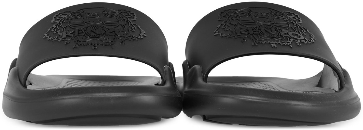 Kenzo: Black Tiger Pool Mules - 3