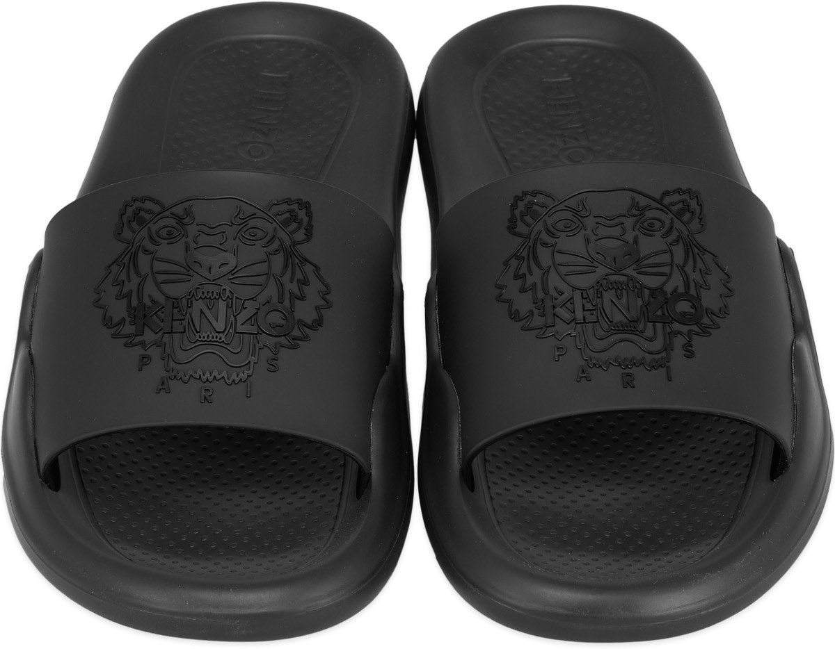 Kenzo: Black Tiger Pool Mules - 4