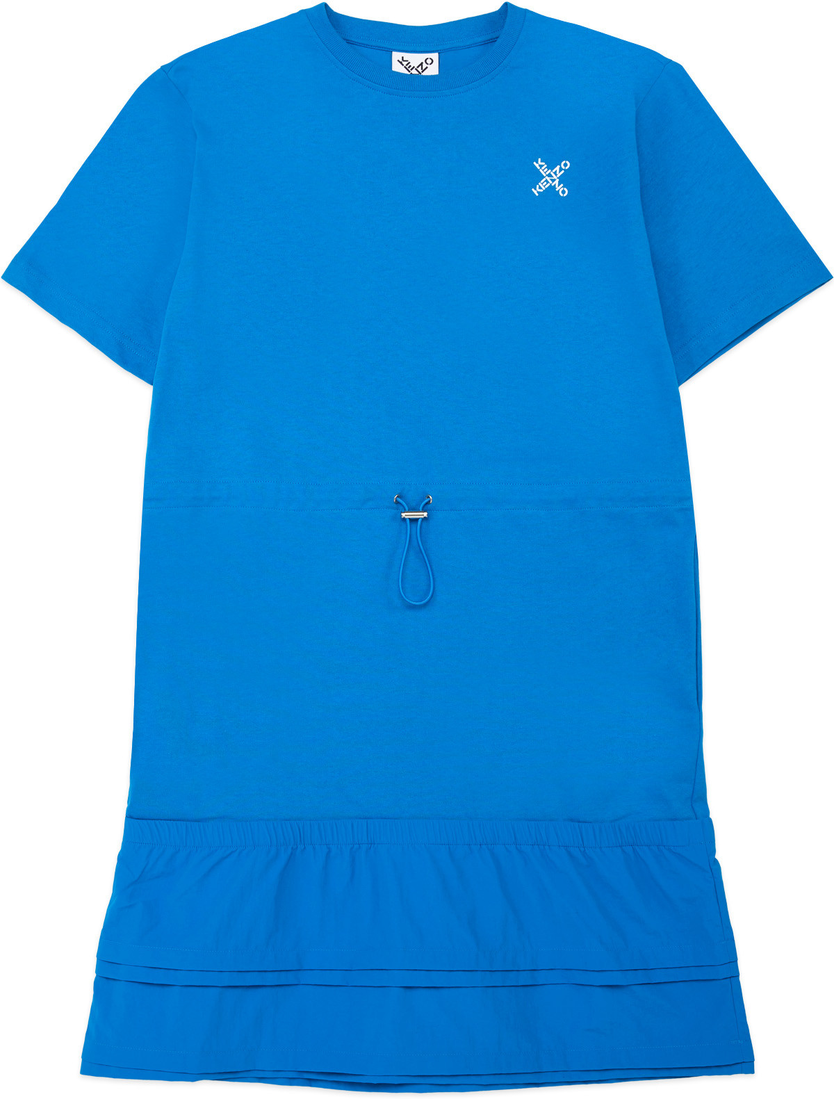 Kenzo: Blue Kenzo Sport 'Little X' Dual Material T-Shirt Dress - 1