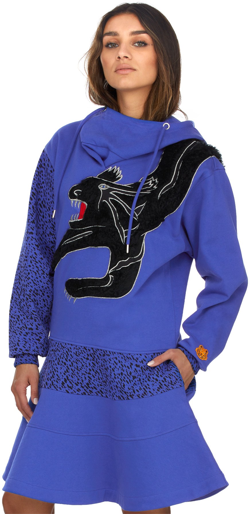 Kenzo: Blue Kenzo x Kansaiyamamoto 'Black Puma' Hoodie Dress - 3