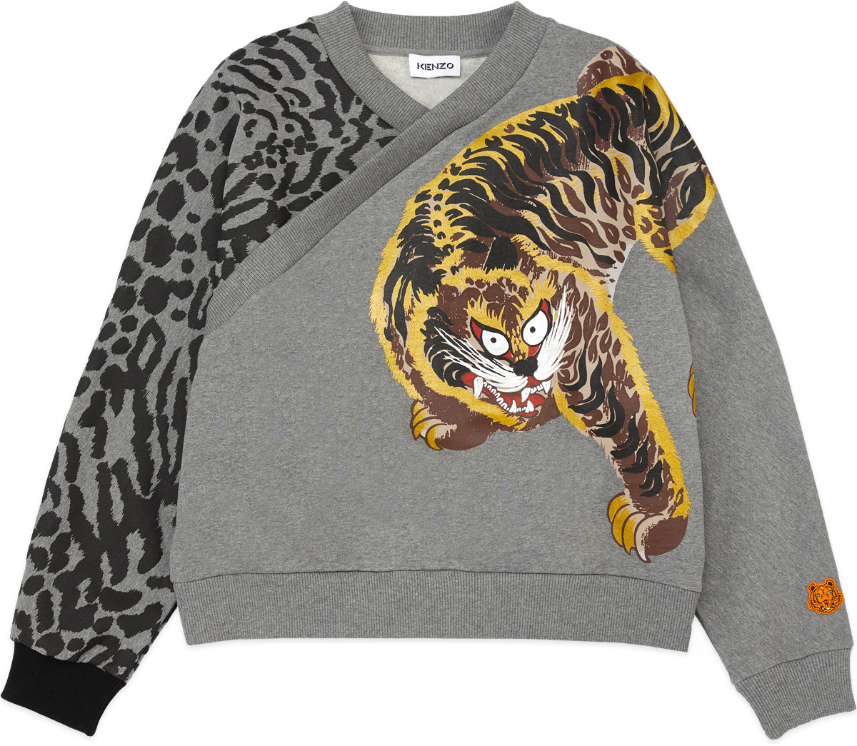 Kenzo: Grey Kenzo x Kansaiyamamoto 'Jungle Cat' Pullover Sweater - 1