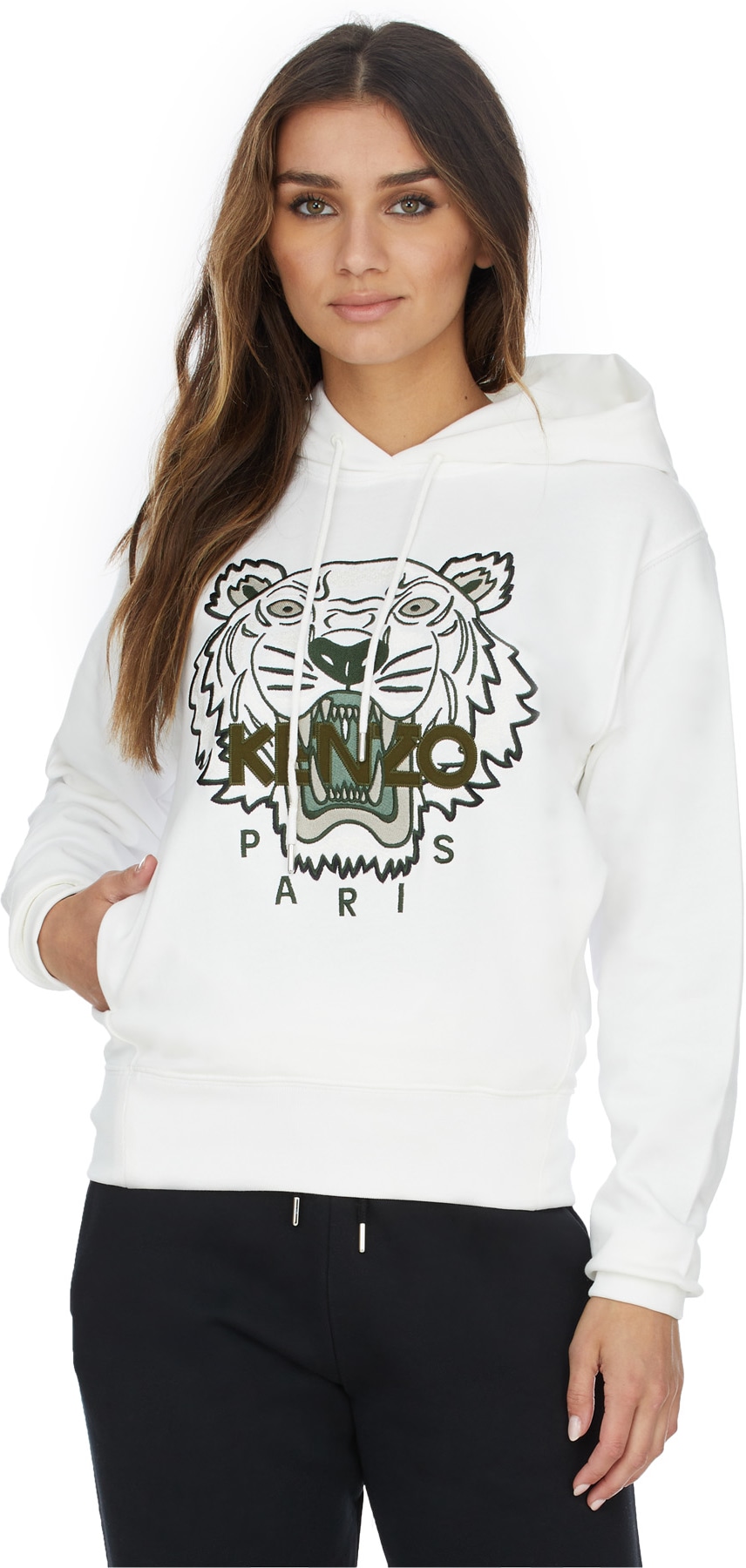 Kenzo: Blanc Veste à Capuche Tigre Blanc - 3