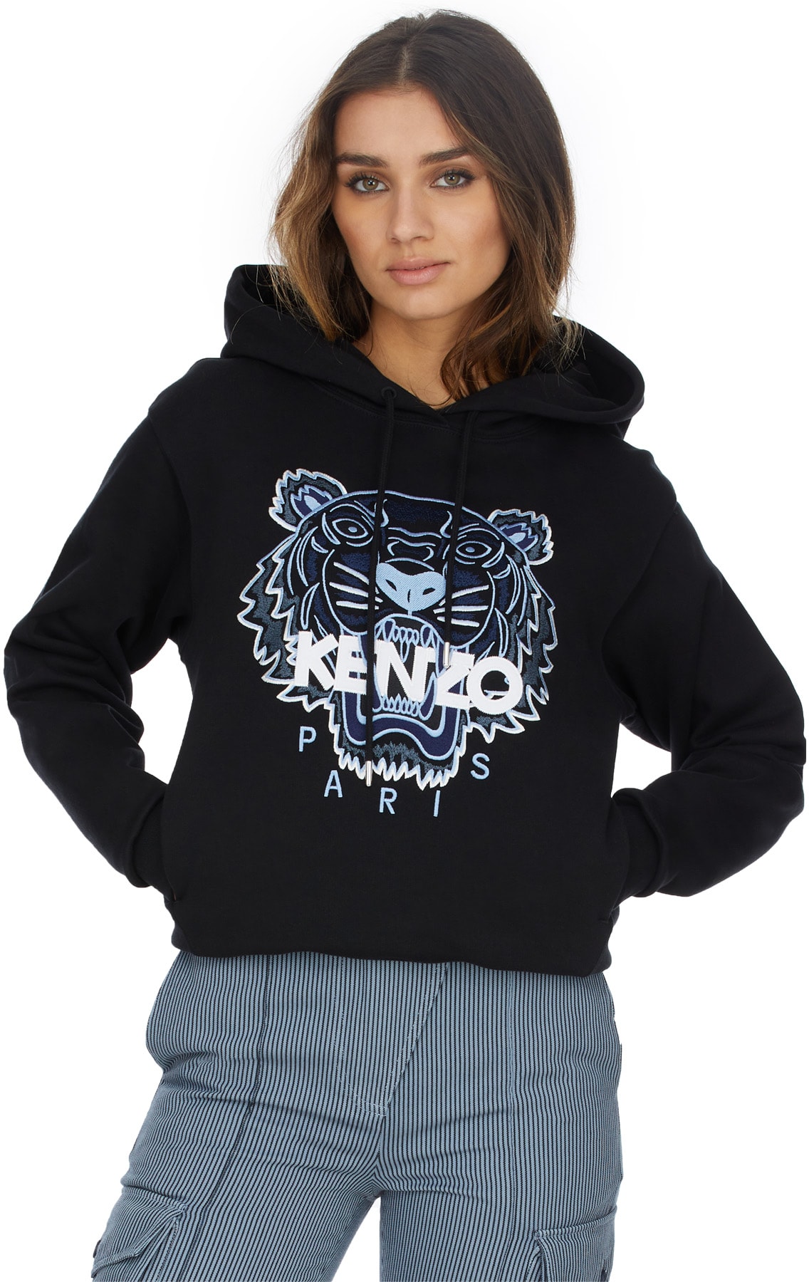 Kenzo: Noir Veste à Capuche Tigre Noir - 3