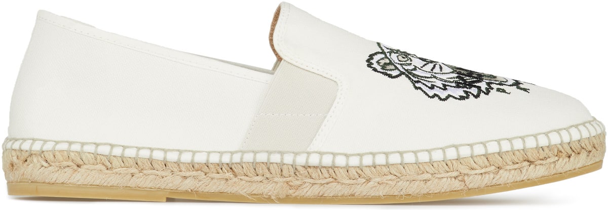 Kenzo: Blanc Espadrilles Élastique Tigre Blanc - 1