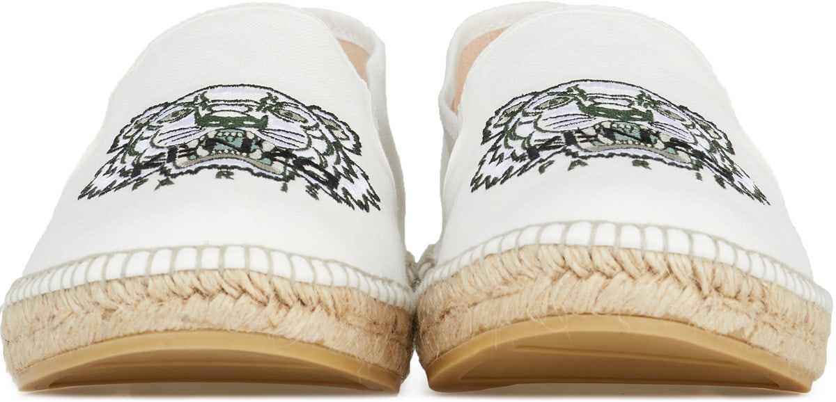 Kenzo: Blanc Espadrilles Élastique Tigre Blanc - 3