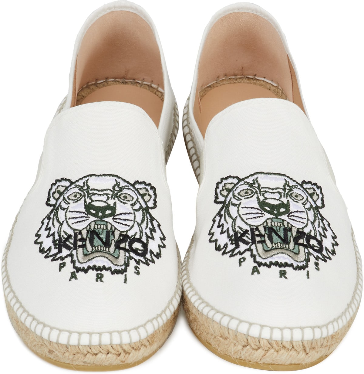 Kenzo: Blanc Espadrilles Élastique Tigre Blanc - 4