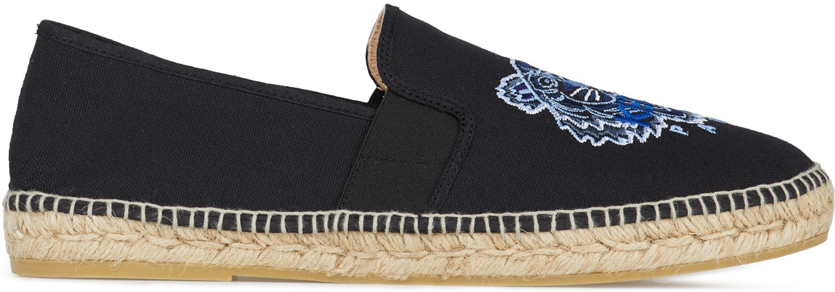 Kenzo: Noir Espadrilles Élastique Tigre Noir - 1