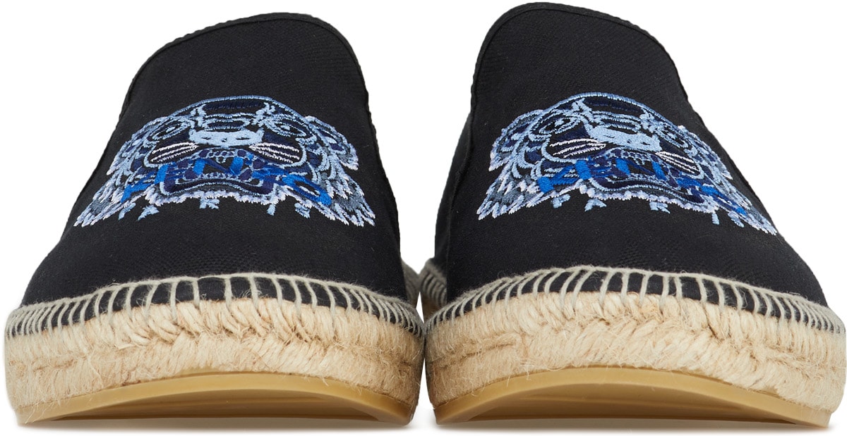 Kenzo: Noir Espadrilles Élastique Tigre Noir - 3