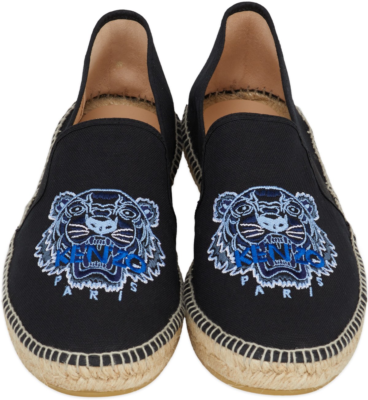 Kenzo: Noir Espadrilles Élastique Tigre Noir - 4