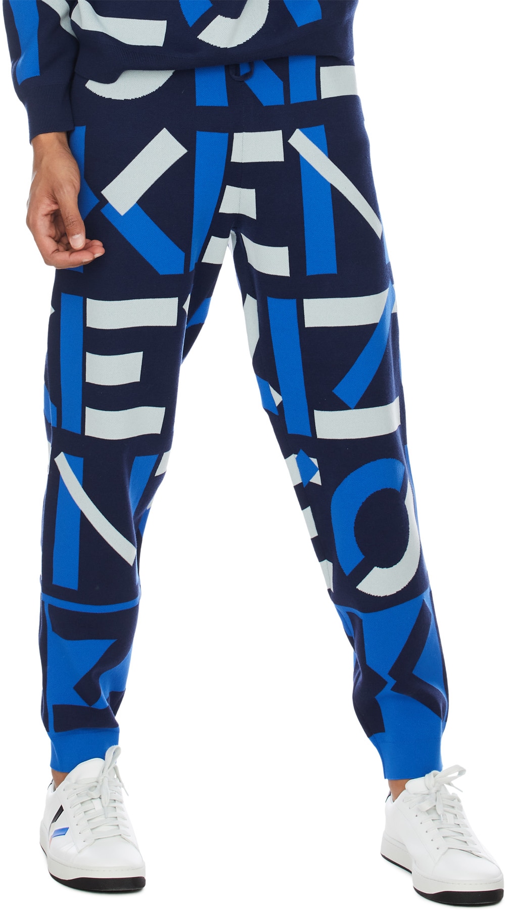 Kenzo: Bleu Pantalon de Survêtement Kenzo Sport Monogramme en Jacquard Bleu - 3