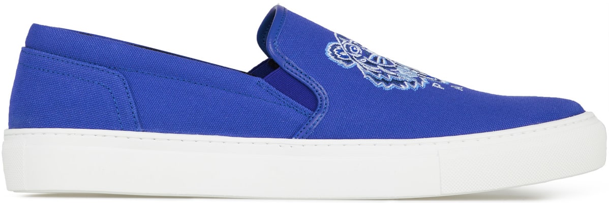 Kenzo: Blue K-Skate Canvas Tiger Slip-Ons - 1