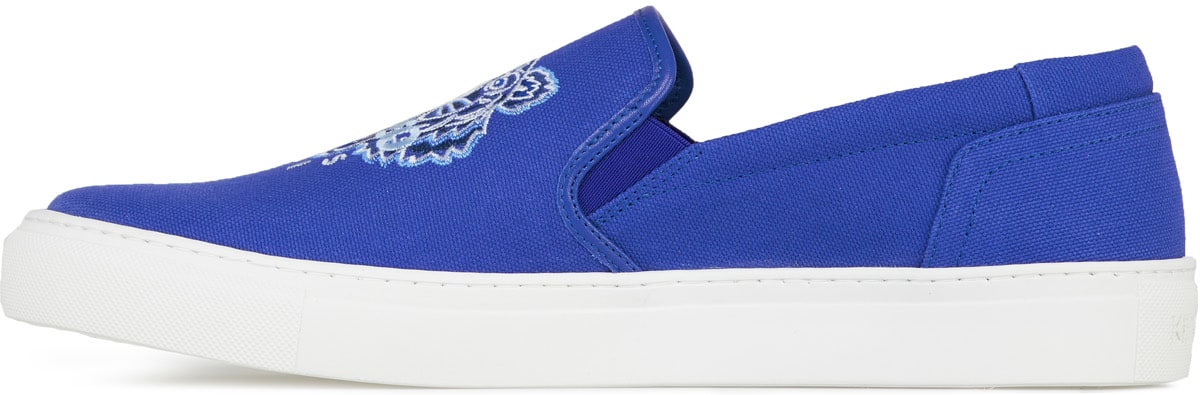 Kenzo: Blue K-Skate Canvas Tiger Slip-Ons - 2