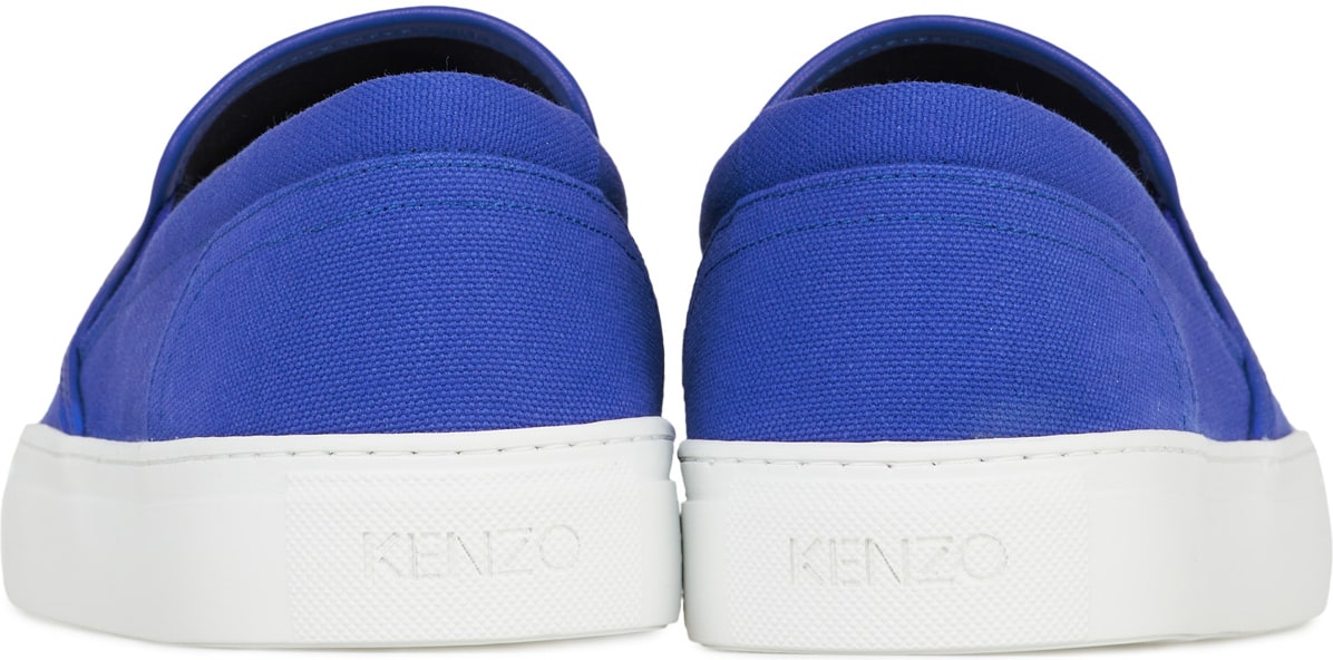 Kenzo: Blue K-Skate Canvas Tiger Slip-Ons - 5