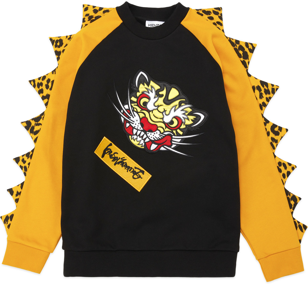 Kenzo: Black Kenzo x Kansaiyamamoto 'Smiling Tiger' Oversize Crew Sweater - 1