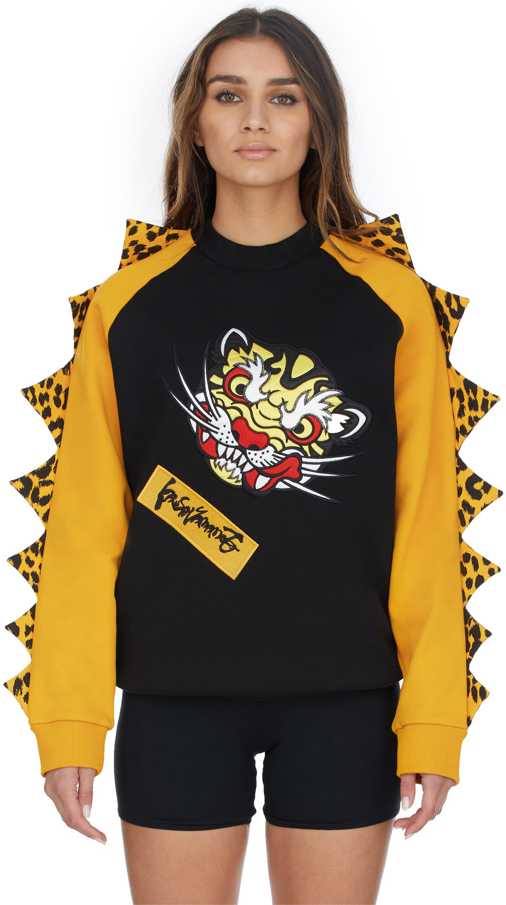 Kenzo: Black Kenzo x Kansaiyamamoto 'Smiling Tiger' Oversize Crew Sweater - 3