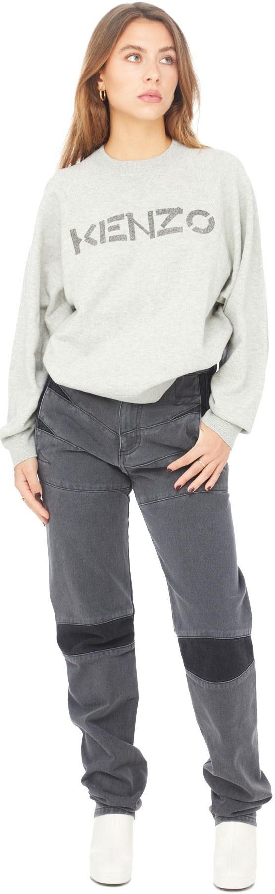 Kenzo: Gris Jean en Denim Droit Gris - 4