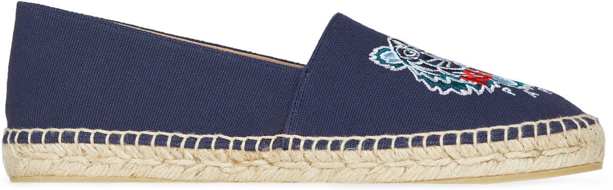 Kenzo: Bleu Espadrilles Classique Tigre en Toile Bleu - 1