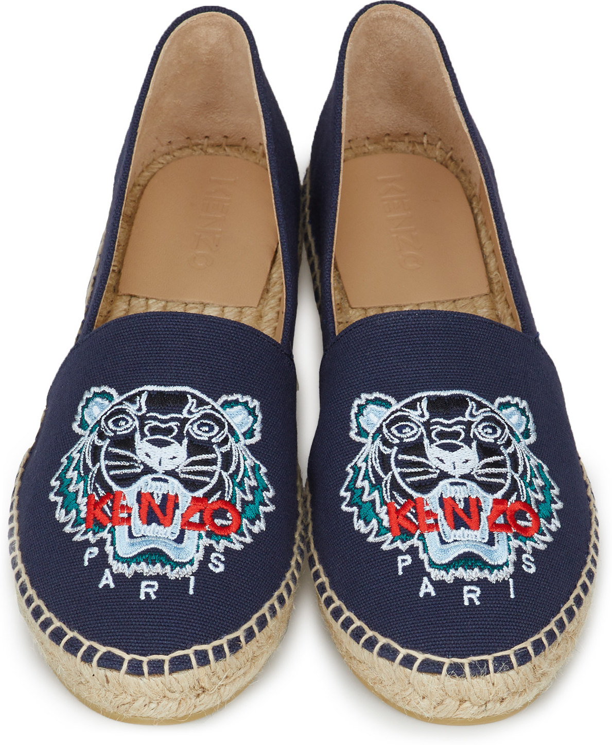 Kenzo: Bleu Espadrilles Classique Tigre en Toile Bleu - 4