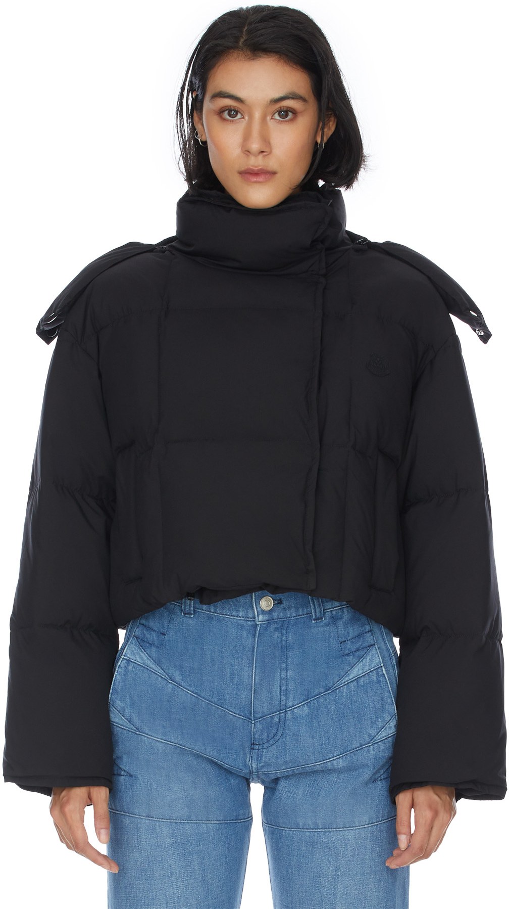 Kenzo: Noir Manteau Court Tiger Crest Noir - 1