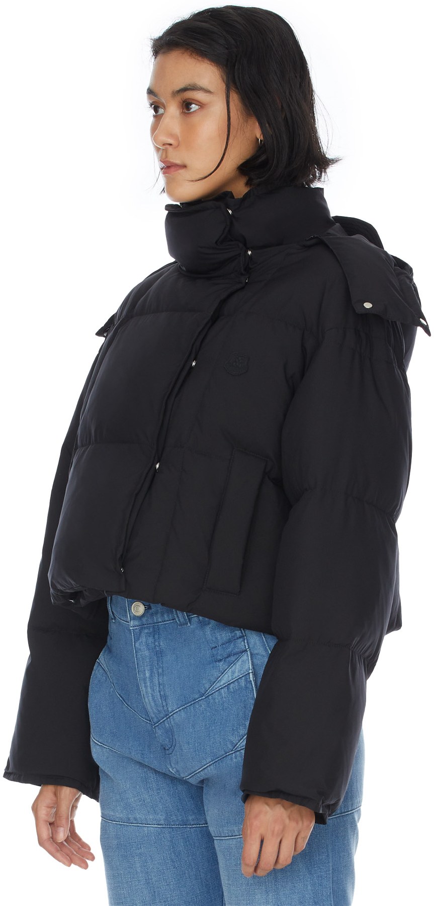 Kenzo: Black Tiger Crest Cropped Puffer Jacket - 2