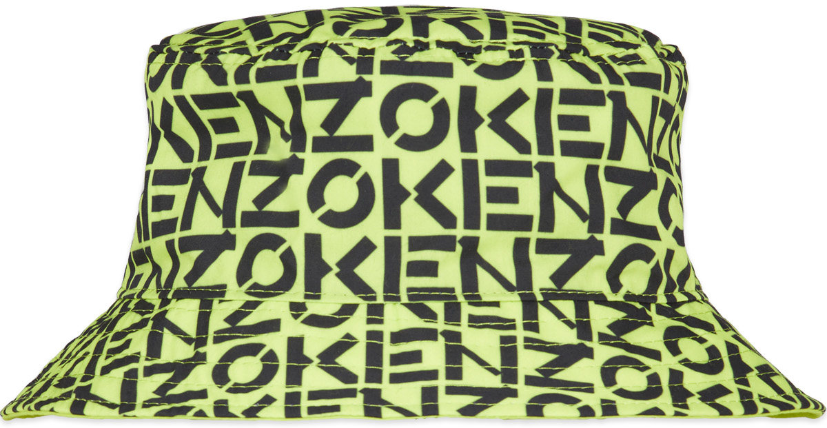 Kenzo: Green Reversible Monogram Bucket Hat - 1