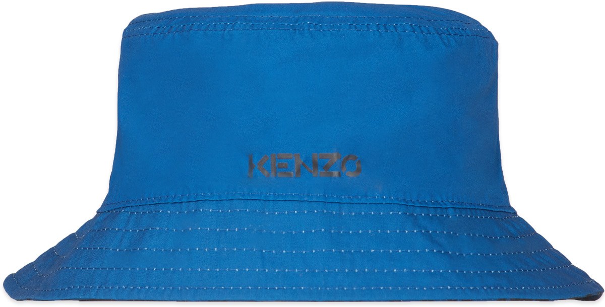 Kenzo: Blue Reversible Monogram Bucket Hat - 3