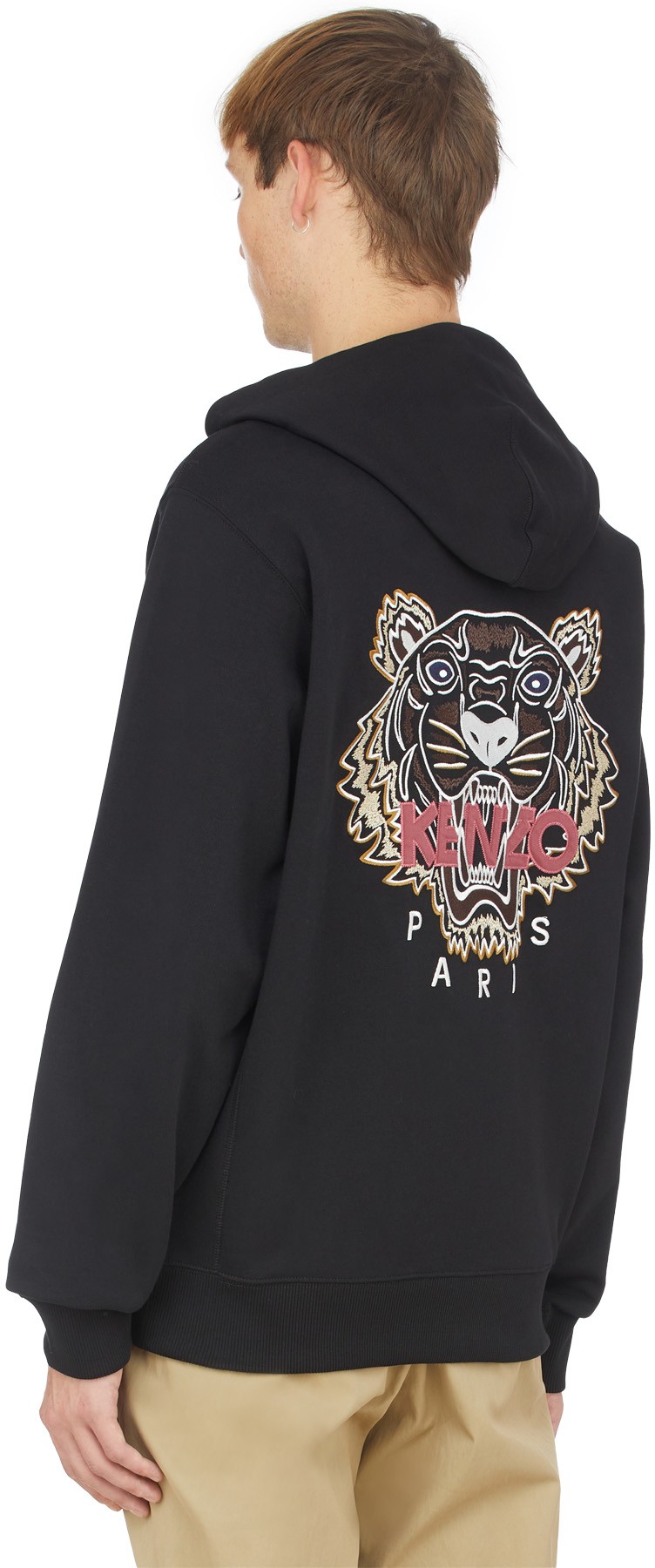 Kenzo: Noir Veste à Capuche Tigre Noir - 3