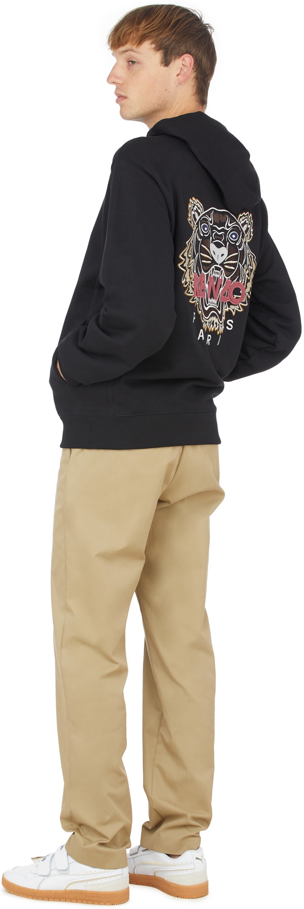 Kenzo: Black Tiger Full Up Hoodie - 4