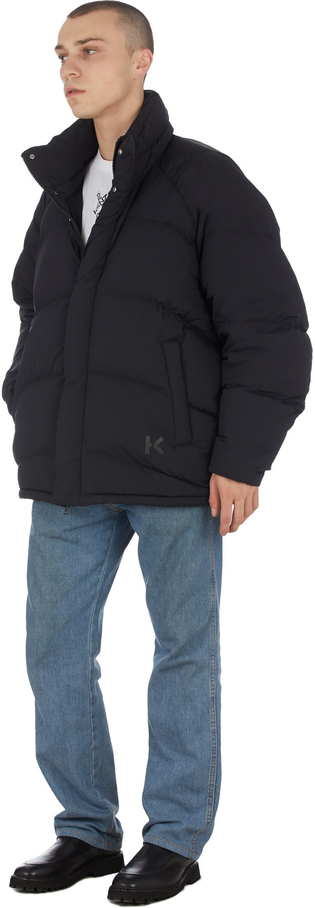 Kenzo: Noir Blouson Aviateur Logo Noir - 4