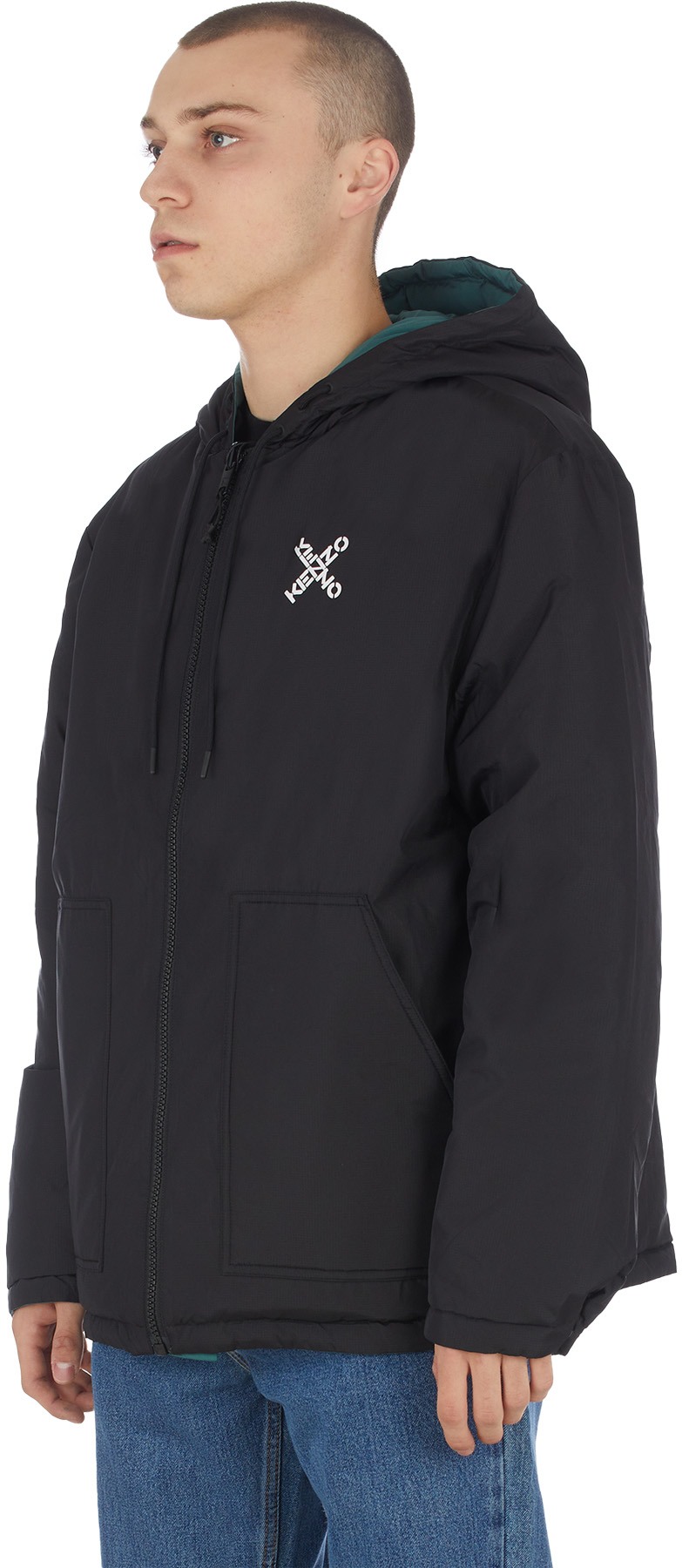 Kenzo: Black Kenzo Sport Reversible Down Jacket - 2