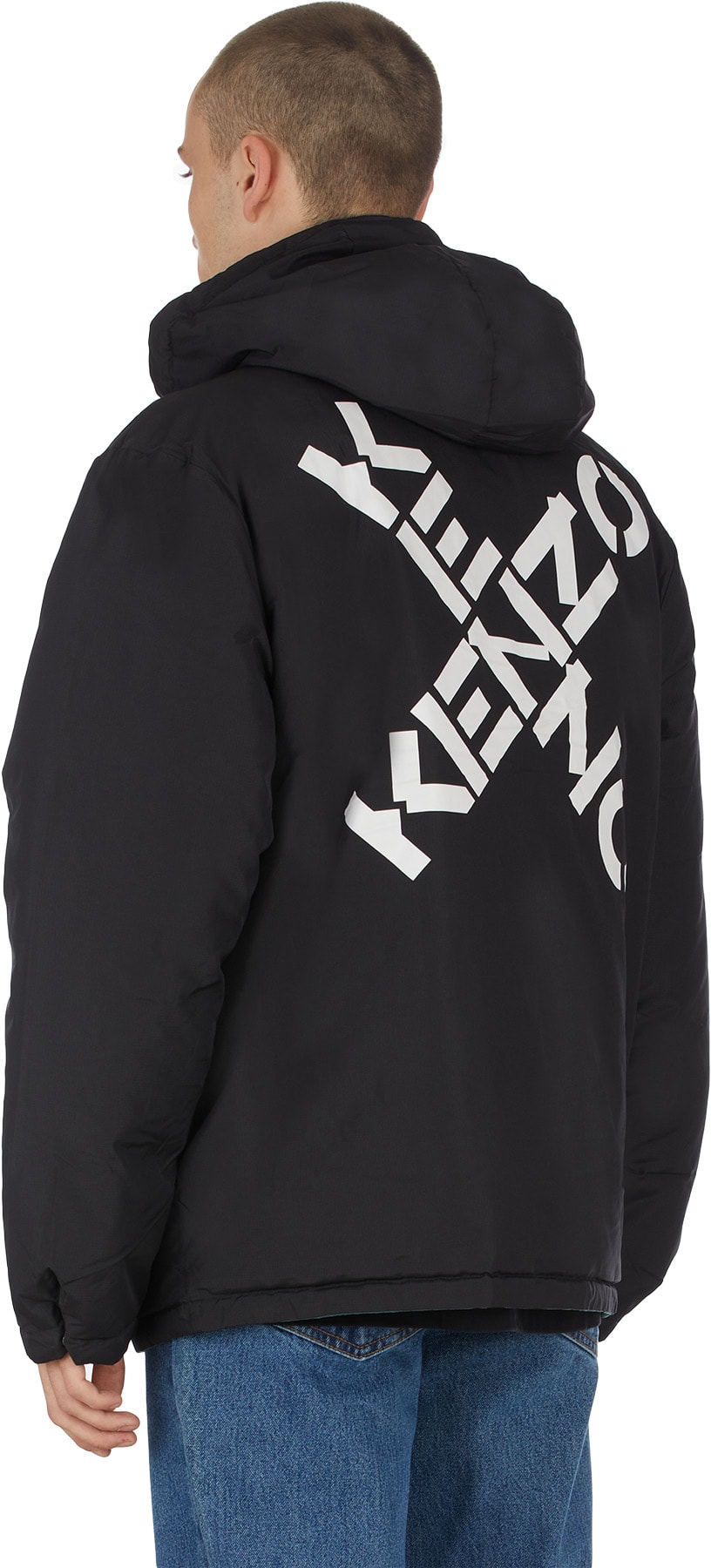 Kenzo: Black Kenzo Sport Reversible Down Jacket - 3