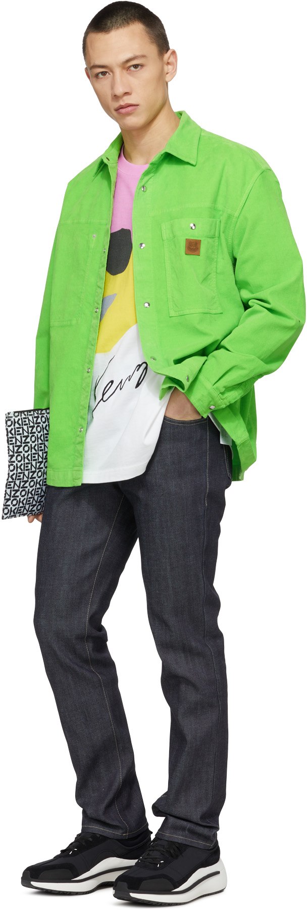 Kenzo: Blanc Grande Pochette Kenzo Repeat Blanc - 3