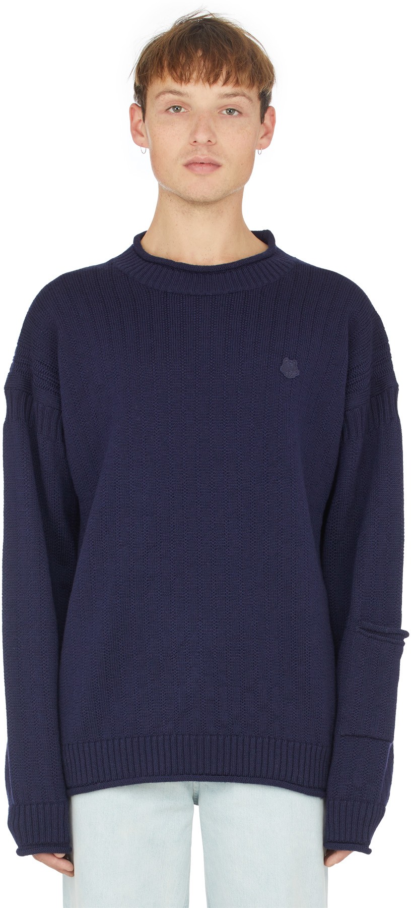 Kenzo: Bleu Pull en Laine Tigre Crest Bleu - 1