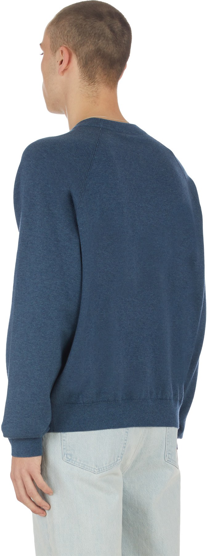 Kenzo: Blue Logo Knit Crew Sweater - 3