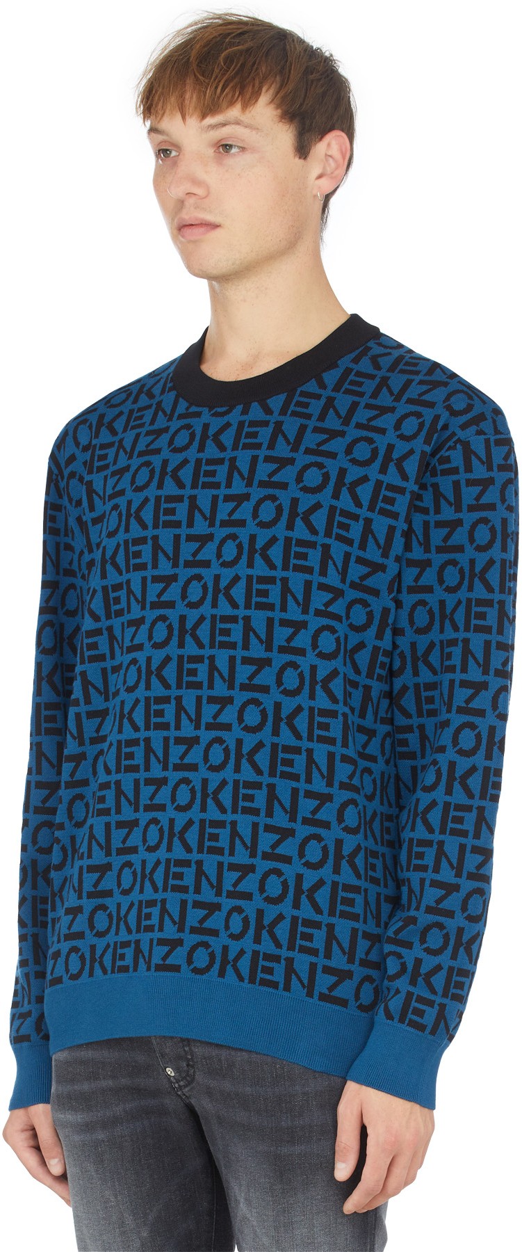 Kenzo: Blue Kenzo Sport Monogram Crew Sweater - 2