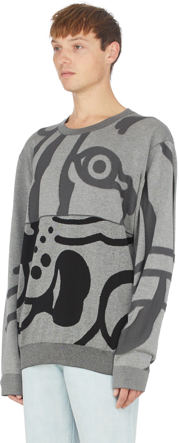 Kenzo: Grey K-Tiger Knit Crew Sweater - 2
