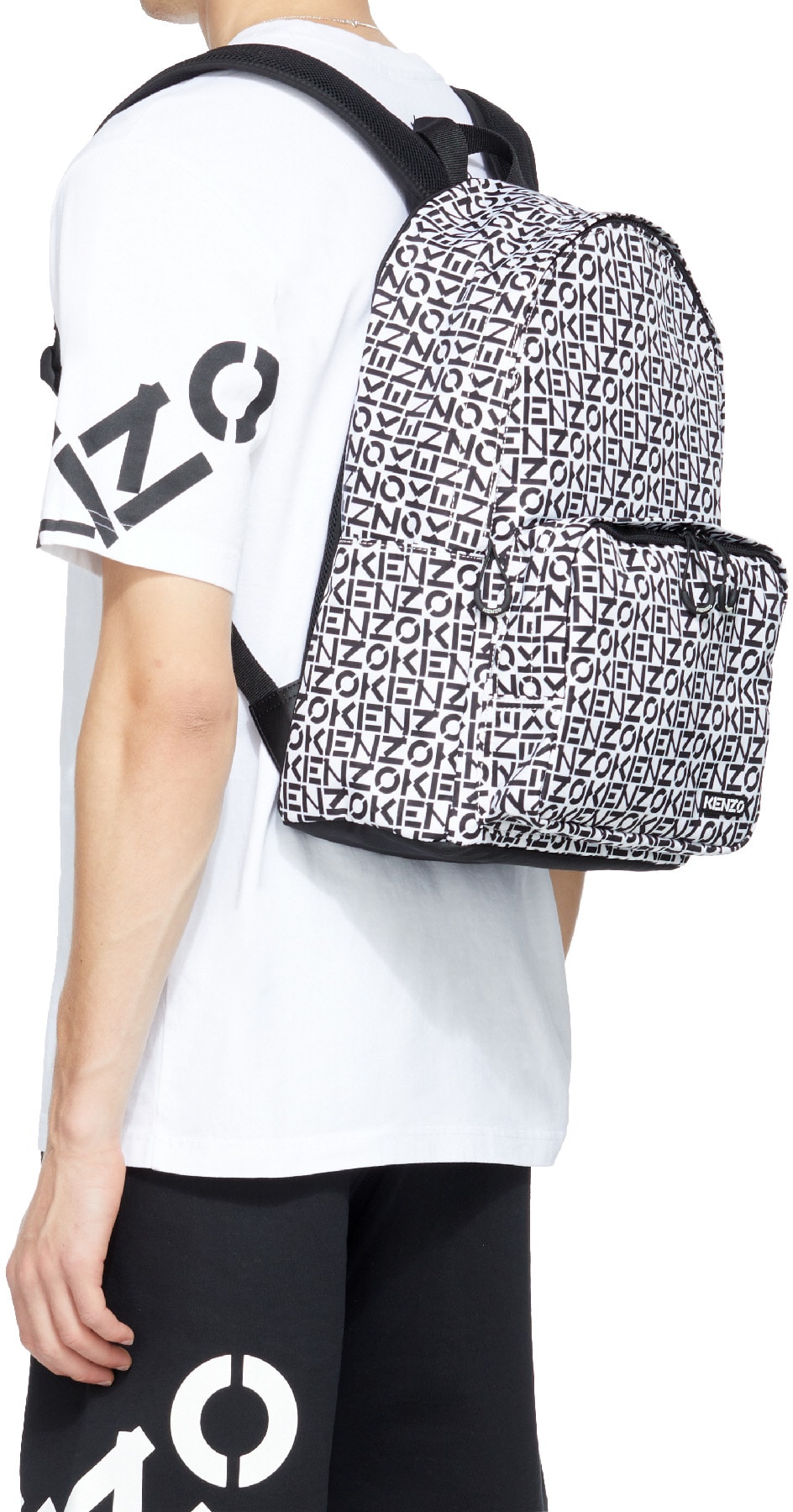 Kenzo: White Repeat Logo Backpack - 3