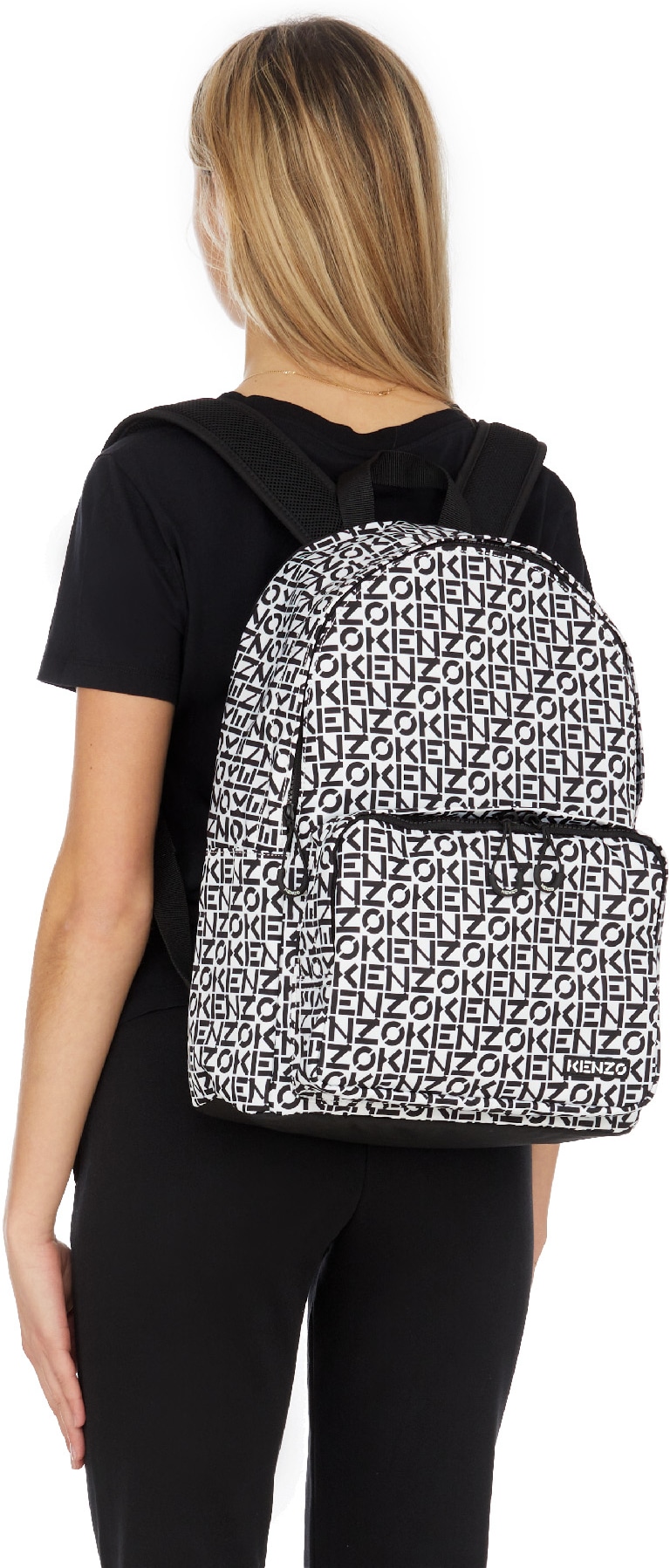 Kenzo: White Repeat Logo Backpack - 4