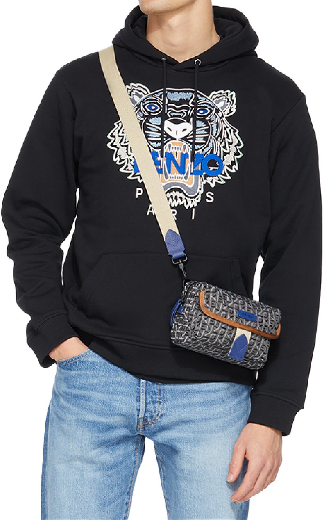 Kenzo: Blue Courier Jacquard Mini Crossbody Bag - 3