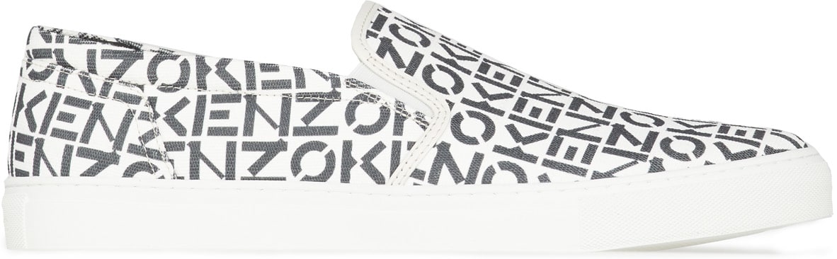 Kenzo: Grey K-Skate Monogram Slip-On Sneaker - 1