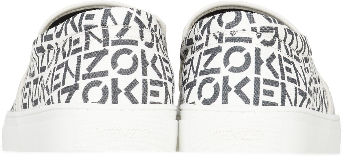 Kenzo: Grey K-Skate Monogram Slip-Ons - 5