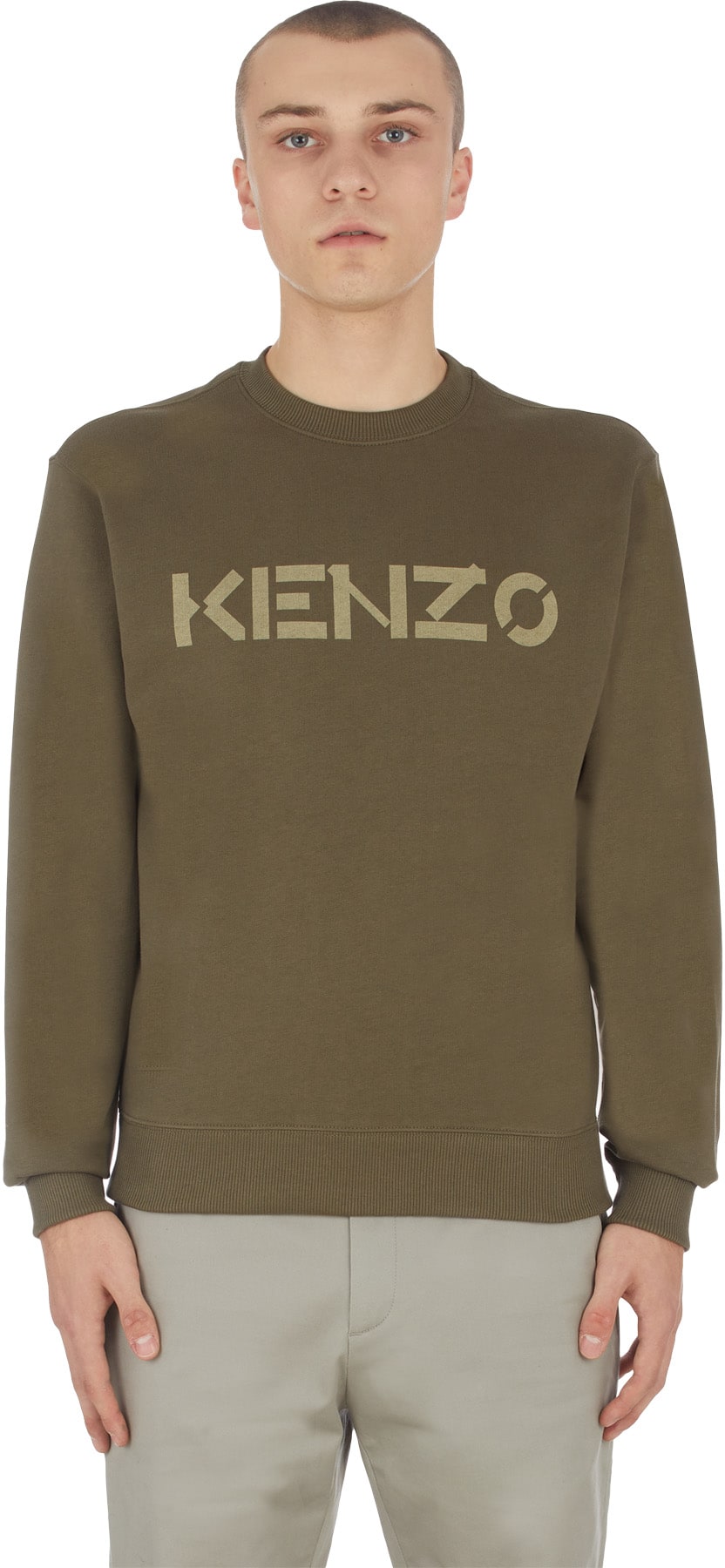 Kenzo: Brown Logo Crew Sweater - 1