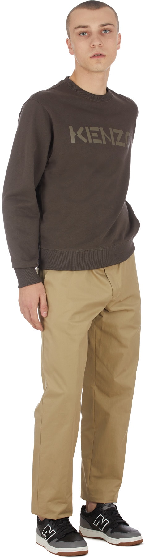 Kenzo: Brown Logo Crew Sweater - 4