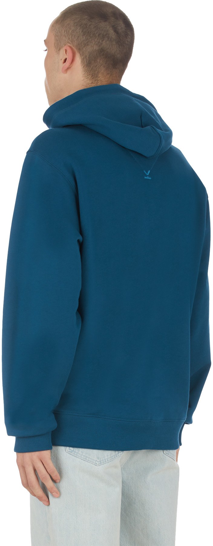 Kenzo: Bleu Pull à Capuche Classique Logo Bleu - 3