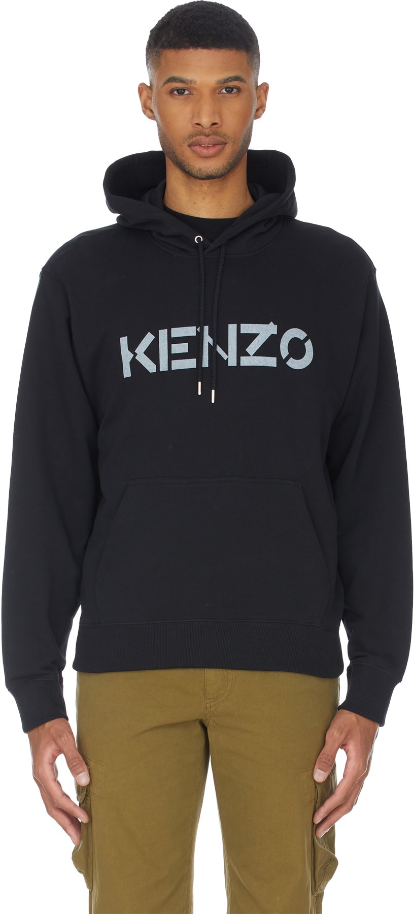 Kenzo: Noir Veste à Capuche Logo Classique Noir - 1