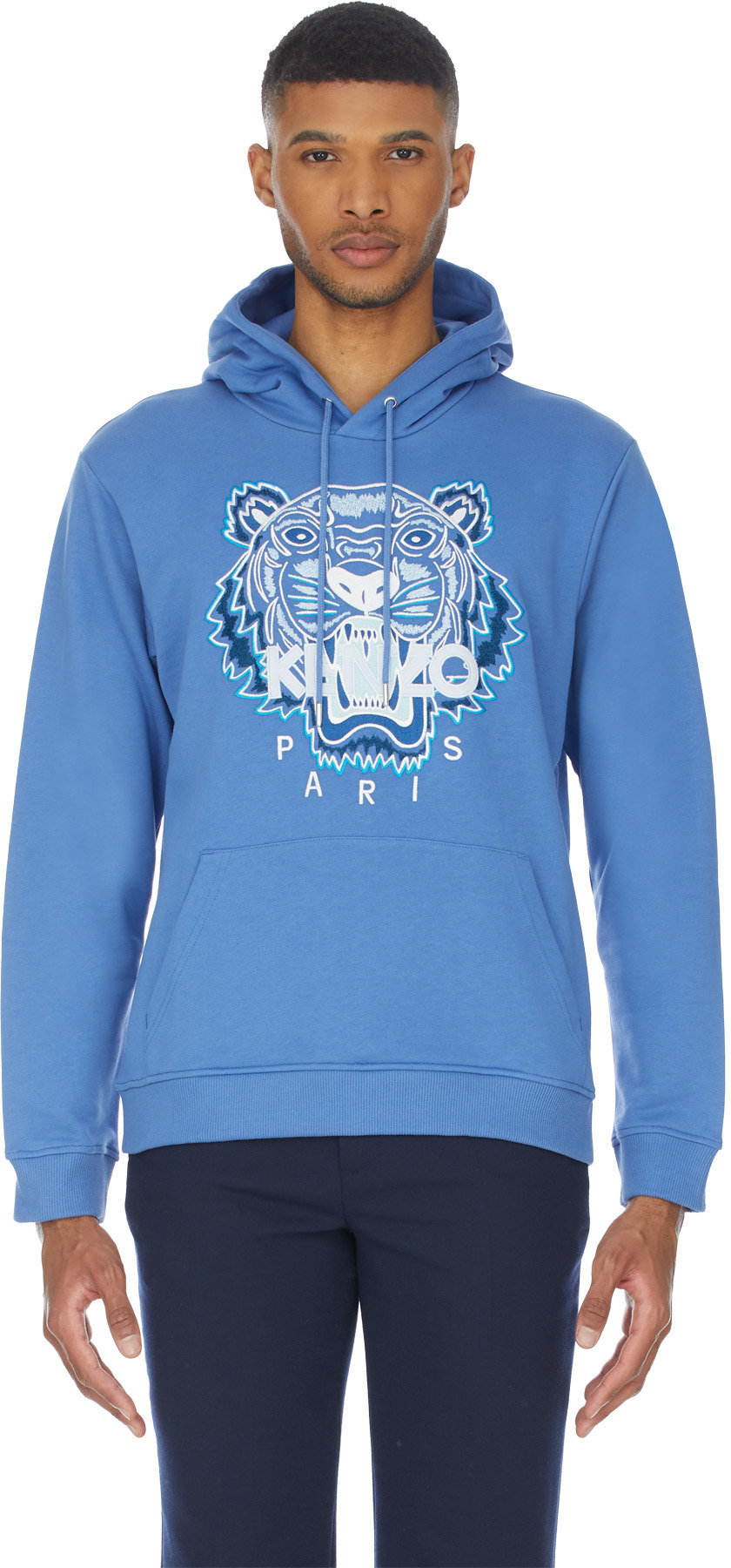 Kenzo: Bleu Veste à Capuche Tigre Bleu - 1