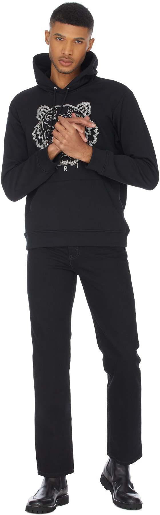 Kenzo: Noir Veste à Capuche Tigre Seasonal 1 Noir - 4