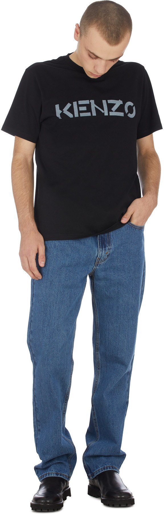 Kenzo: Noir T-Shirt Logo Noir - 4