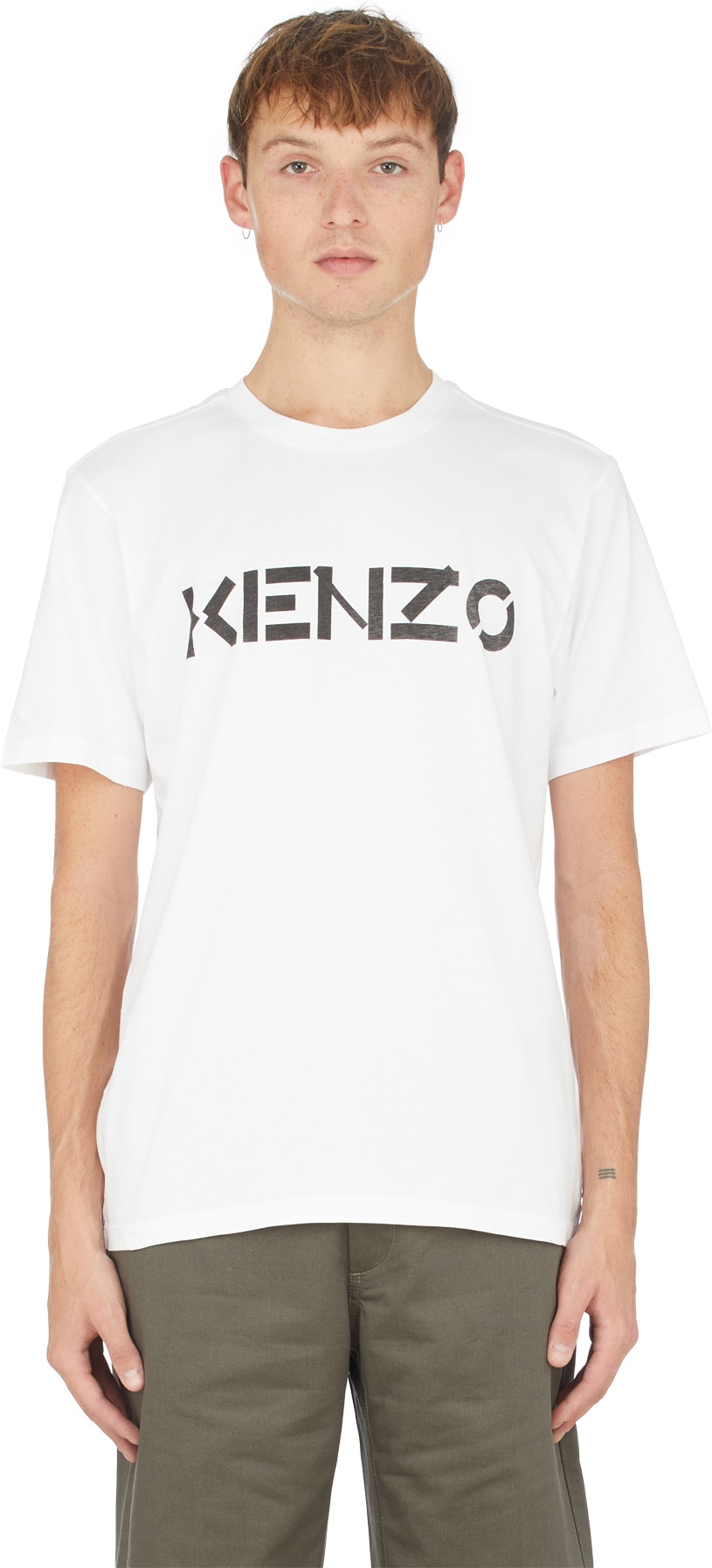 Kenzo: White Logo T-Shirt - 1